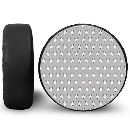 Cute Bull Terrier Faces Pattern Print Leather Spare Tire Cover
