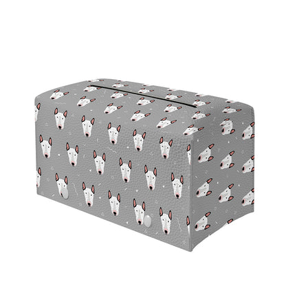 Cute Bull Terrier Faces Pattern Print Leather Tissue Box Cover