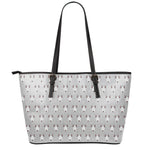 Cute Bull Terrier Faces Pattern Print Leather Tote Bag