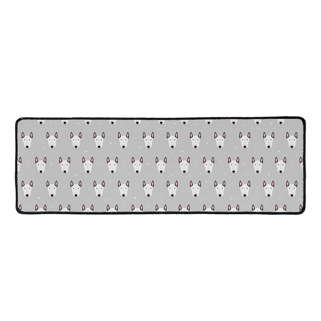 Cute Bull Terrier Faces Pattern Print Long Kitchen Mat