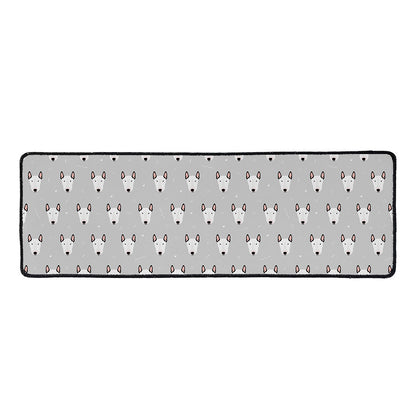 Cute Bull Terrier Faces Pattern Print Long Kitchen Mat