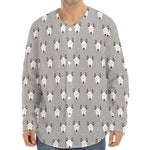 Cute Bull Terrier Faces Pattern Print Long Sleeve Baseball Jersey