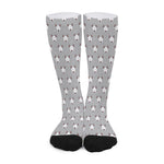 Cute Bull Terrier Faces Pattern Print Long Socks