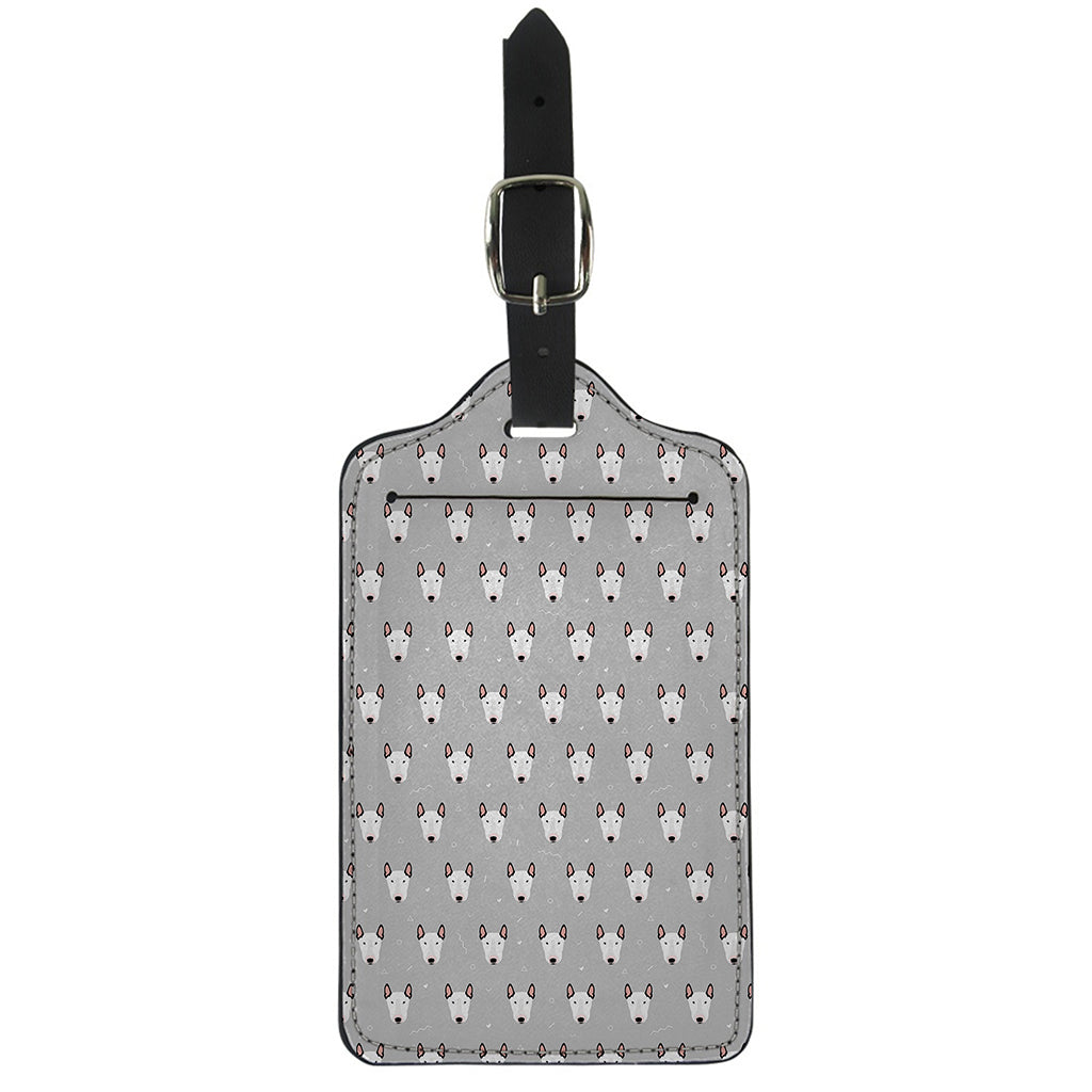 Cute Bull Terrier Faces Pattern Print Luggage Tag