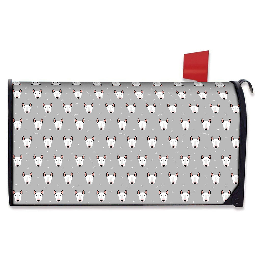 Cute Bull Terrier Faces Pattern Print Mailbox Cover