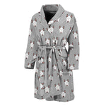 Cute Bull Terrier Faces Pattern Print Men's Bathrobe