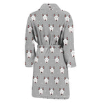 Cute Bull Terrier Faces Pattern Print Men's Bathrobe