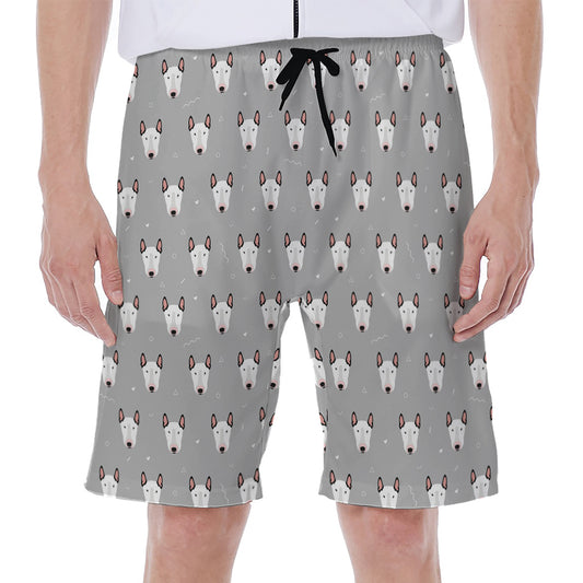 Cute Bull Terrier Faces Pattern Print Men's Beach Shorts