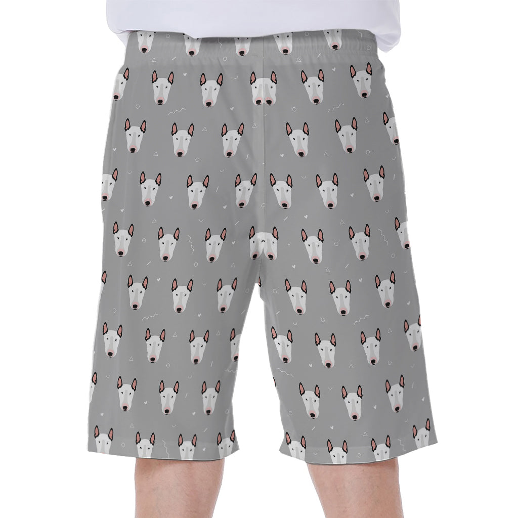 Cute Bull Terrier Faces Pattern Print Men's Beach Shorts