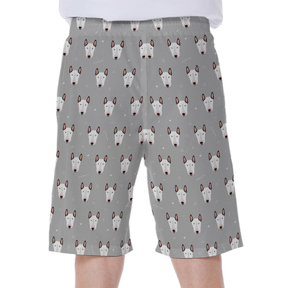 Cute Bull Terrier Faces Pattern Print Men's Beach Shorts