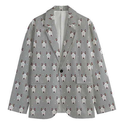 Cute Bull Terrier Faces Pattern Print Men's Blazer