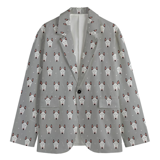 Cute Bull Terrier Faces Pattern Print Men's Blazer