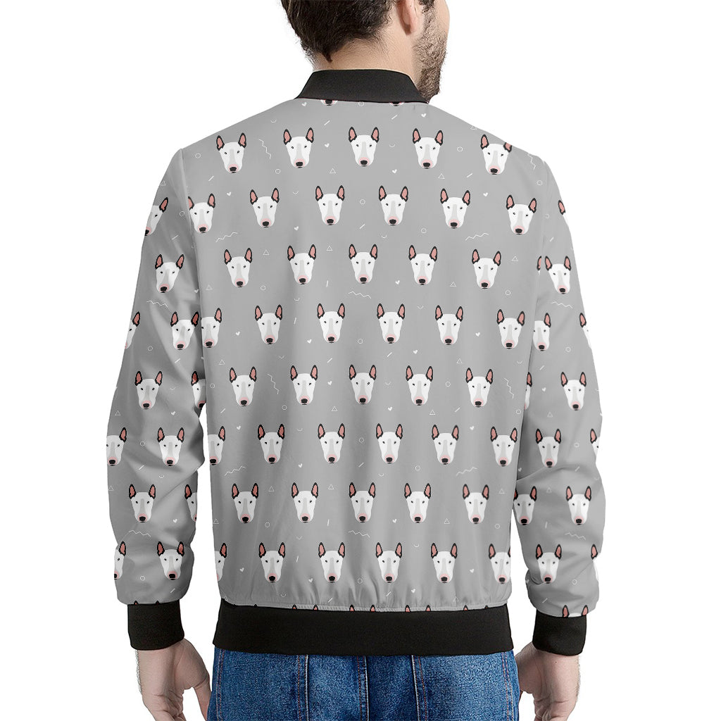 Cute Bull Terrier Faces Pattern Print Men's Bomber Jacket