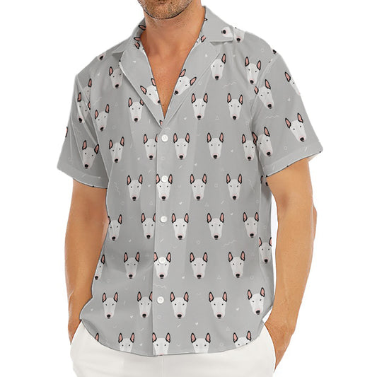 Cute Bull Terrier Faces Pattern Print Men's Deep V-Neck Shirt