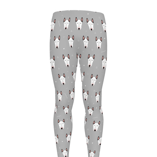 Cute Bull Terrier Faces Pattern Print Men's leggings