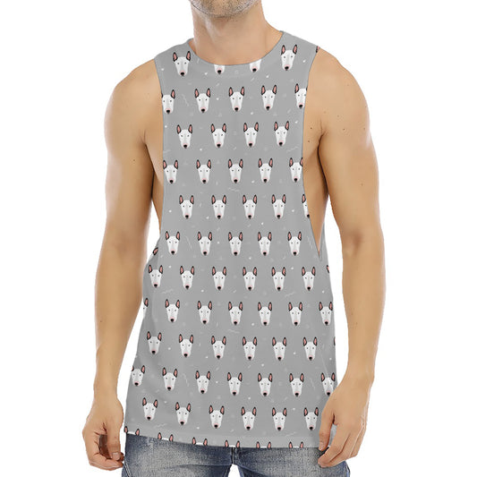Cute Bull Terrier Faces Pattern Print Men's Muscle Tank Top