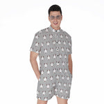 Cute Bull Terrier Faces Pattern Print Men's Rompers