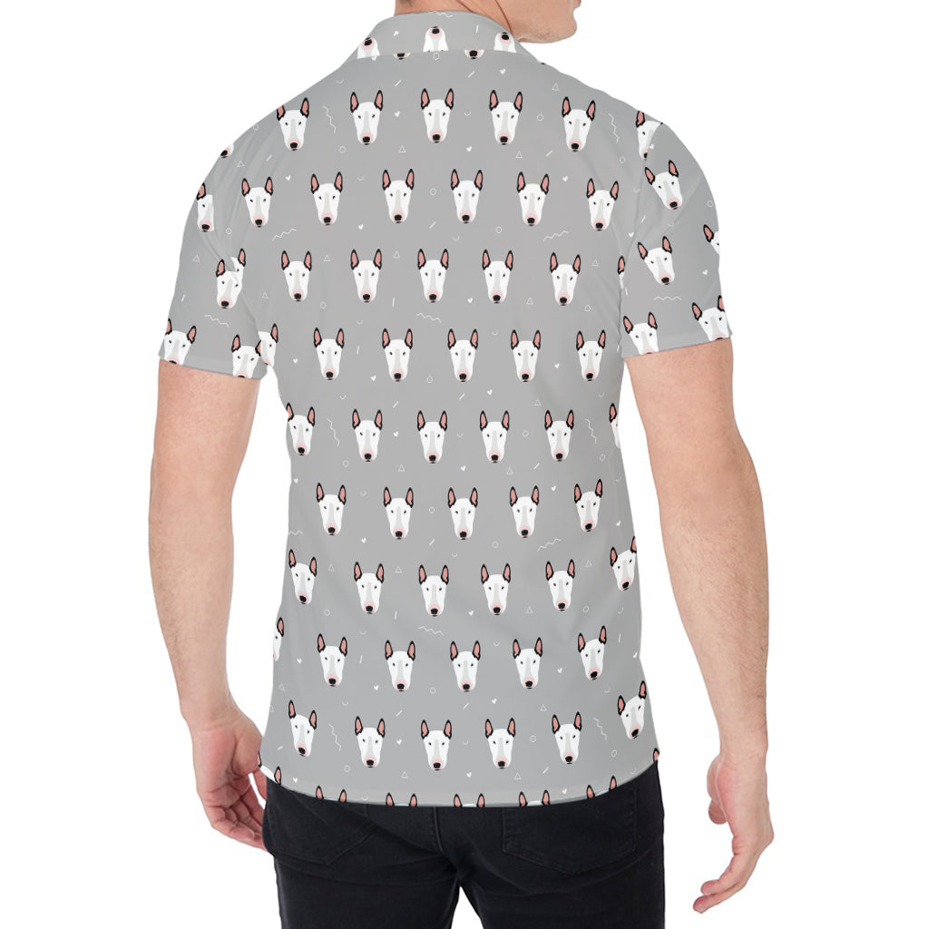 Cute Bull Terrier Faces Pattern Print Men's Shirt