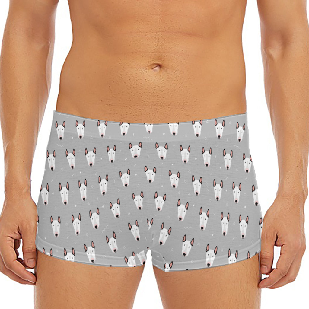 Cute Bull Terrier Faces Pattern Print Men's Short Boxer Briefs