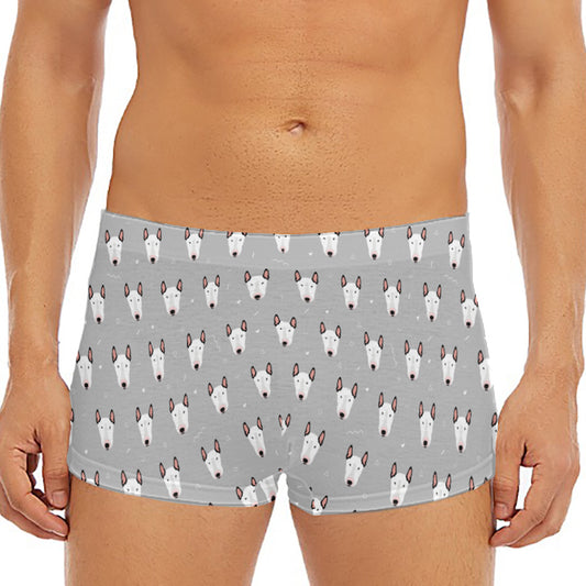 Cute Bull Terrier Faces Pattern Print Men's Short Boxer Briefs