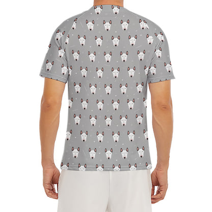 Cute Bull Terrier Faces Pattern Print Men's Short Sleeve Rash Guard