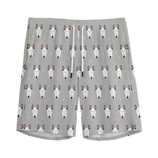 Cute Bull Terrier Faces Pattern Print Men's Sports Shorts