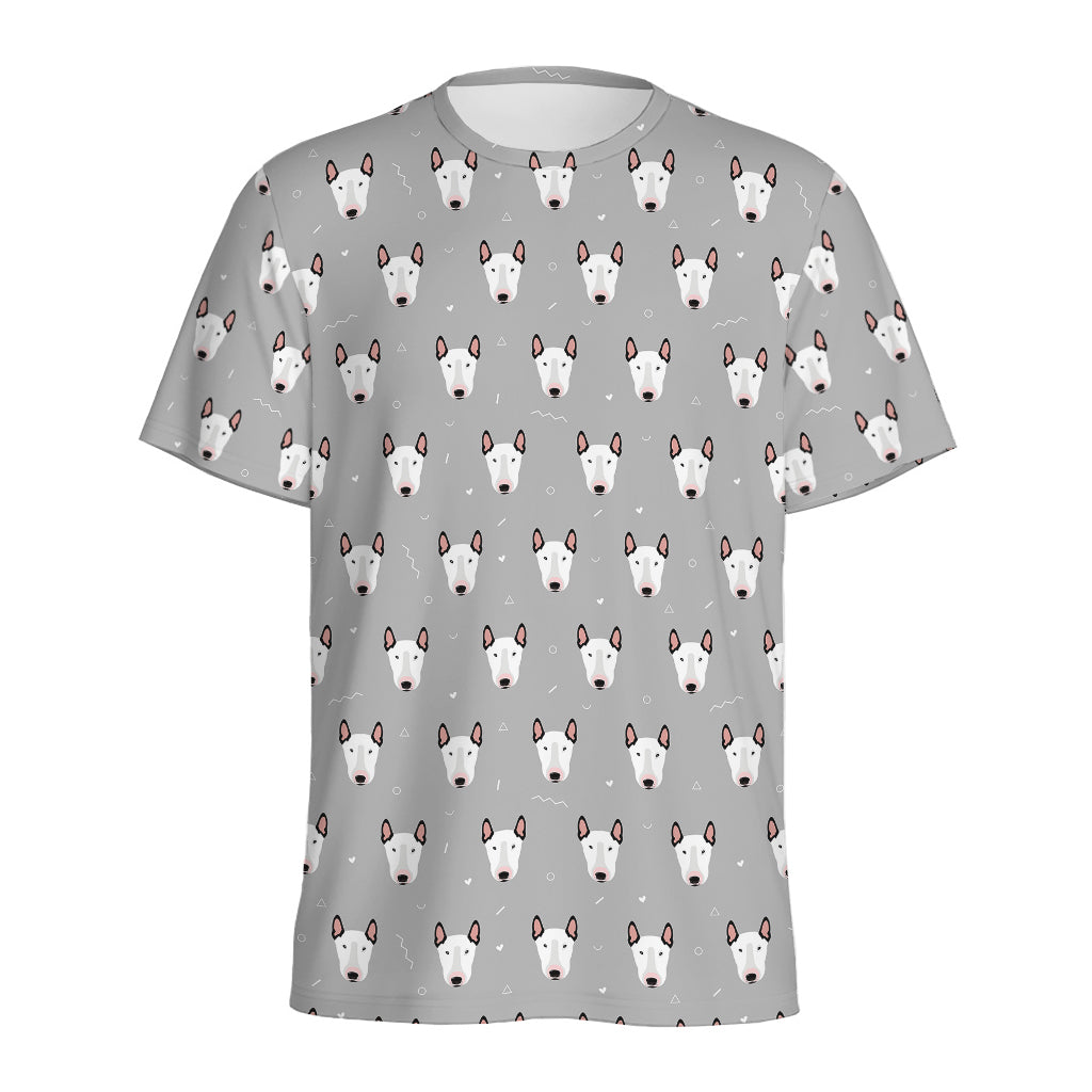Cute Bull Terrier Faces Pattern Print Men's Sports T-Shirt