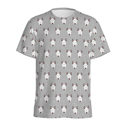 Cute Bull Terrier Faces Pattern Print Men's Sports T-Shirt