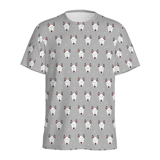 Cute Bull Terrier Faces Pattern Print Men's Sports T-Shirt