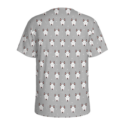 Cute Bull Terrier Faces Pattern Print Men's Sports T-Shirt