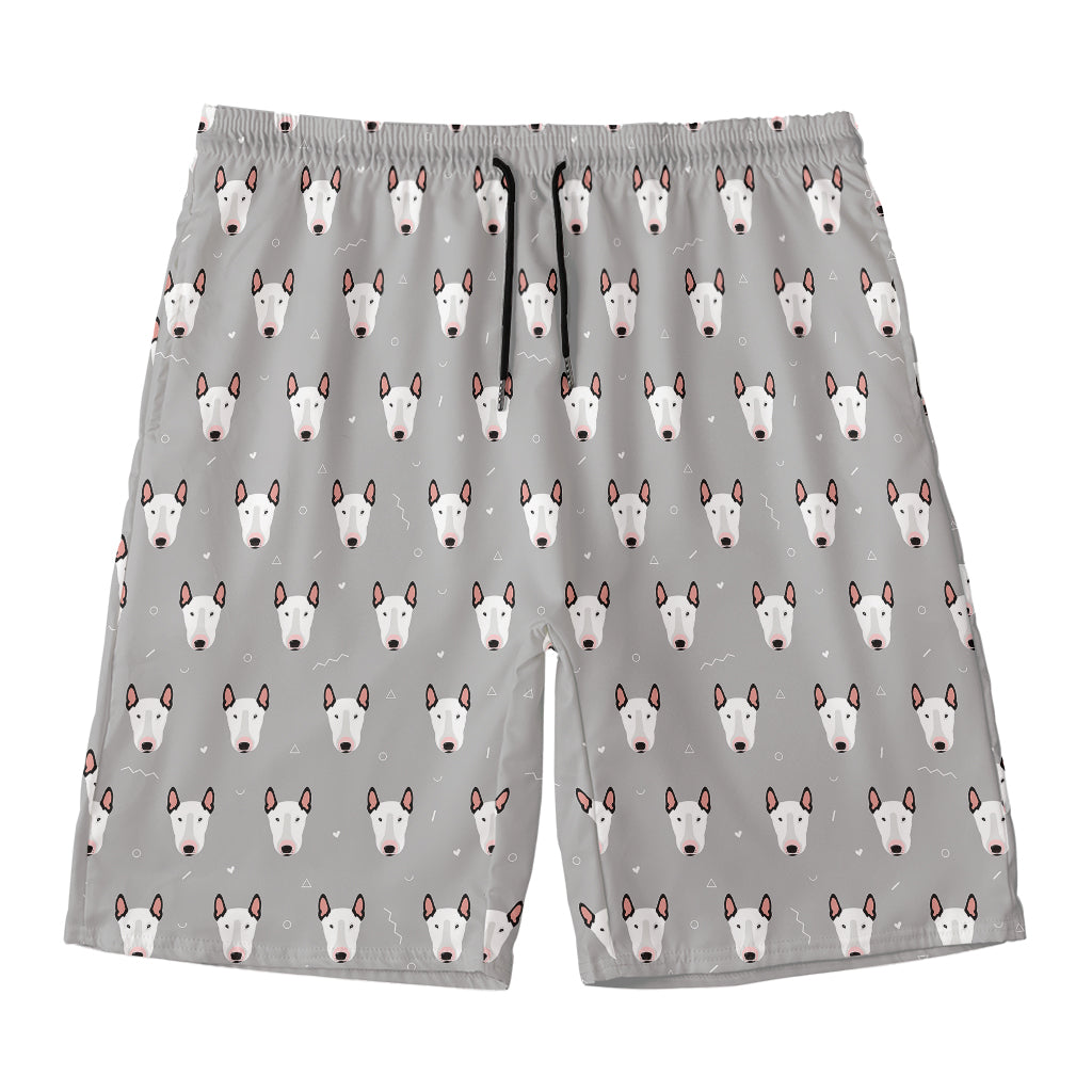 Cute Bull Terrier Faces Pattern Print Men's Swim Trunks