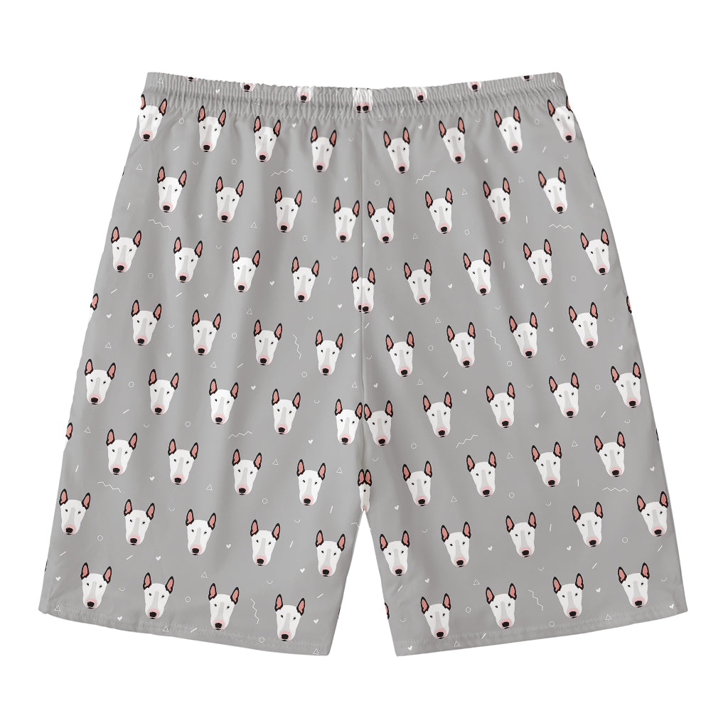 Cute Bull Terrier Faces Pattern Print Men's Swim Trunks