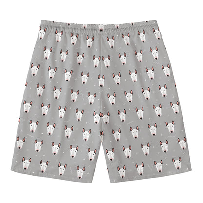 Cute Bull Terrier Faces Pattern Print Men's Swim Trunks