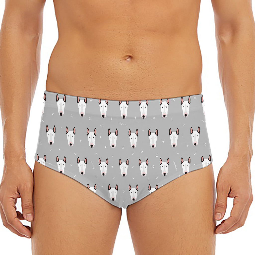 Cute Bull Terrier Faces Pattern Print Men's Triangle Swim Briefs