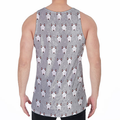 Cute Bull Terrier Faces Pattern Print Men's Velvet Tank Top