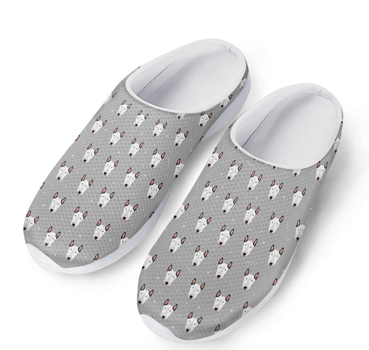Cute Bull Terrier Faces Pattern Print Mesh Casual Shoes