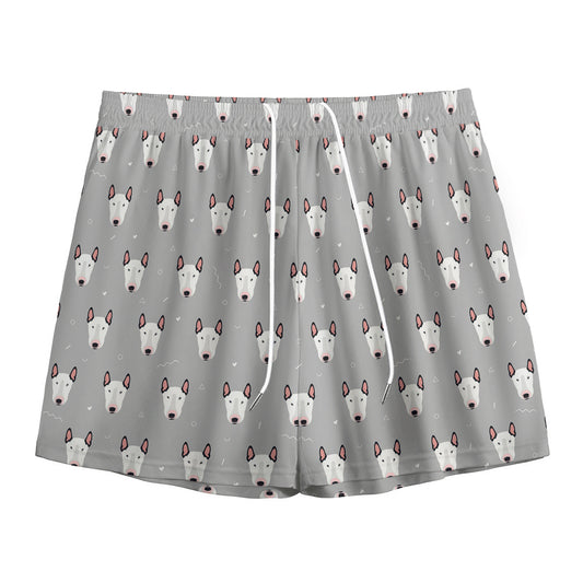 Cute Bull Terrier Faces Pattern Print Mesh Shorts