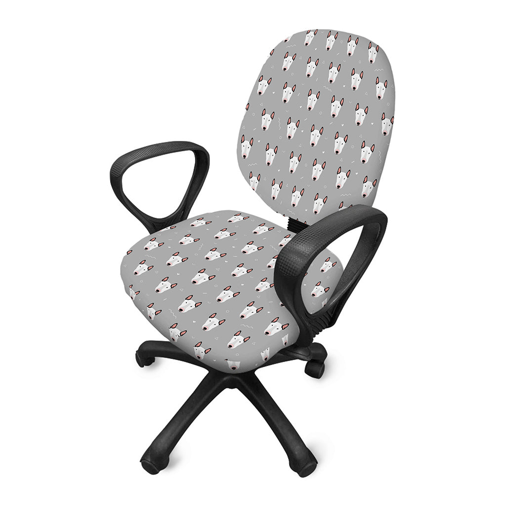 Cute Bull Terrier Faces Pattern Print Office Chair Cover
