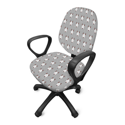 Cute Bull Terrier Faces Pattern Print Office Chair Cover