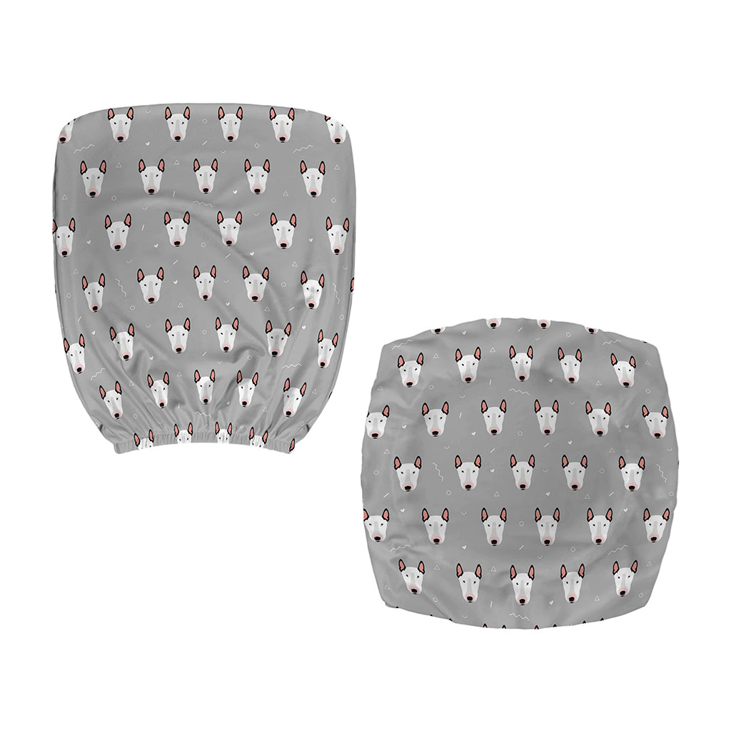 Cute Bull Terrier Faces Pattern Print Office Chair Cover