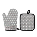 Cute Bull Terrier Faces Pattern Print Oven Mitt And Pot Holder Set