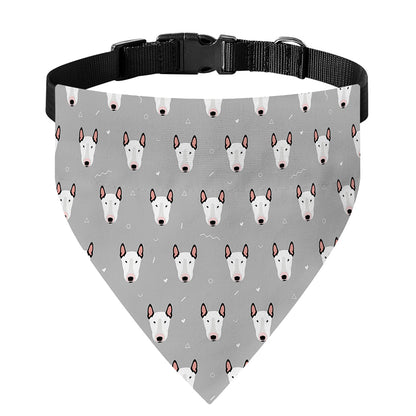 Cute Bull Terrier Faces Pattern Print Over The Collar Dog Bandana