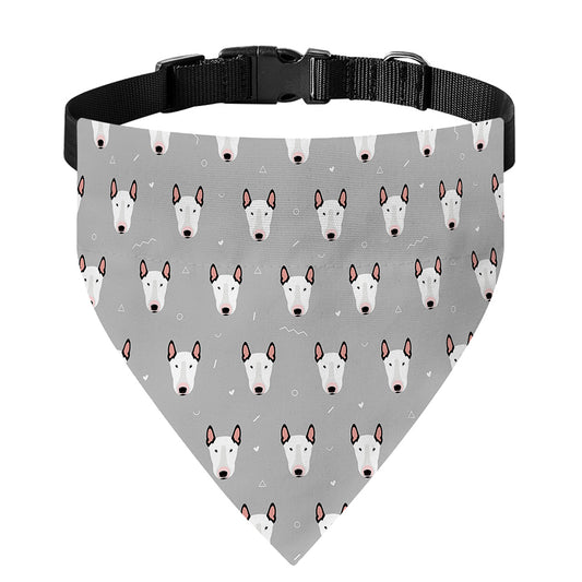Cute Bull Terrier Faces Pattern Print Over The Collar Dog Bandana