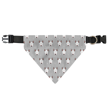Cute Bull Terrier Faces Pattern Print Over The Collar Dog Bandana