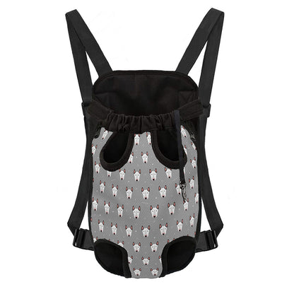 Cute Bull Terrier Faces Pattern Print Pet Carrier Backpack