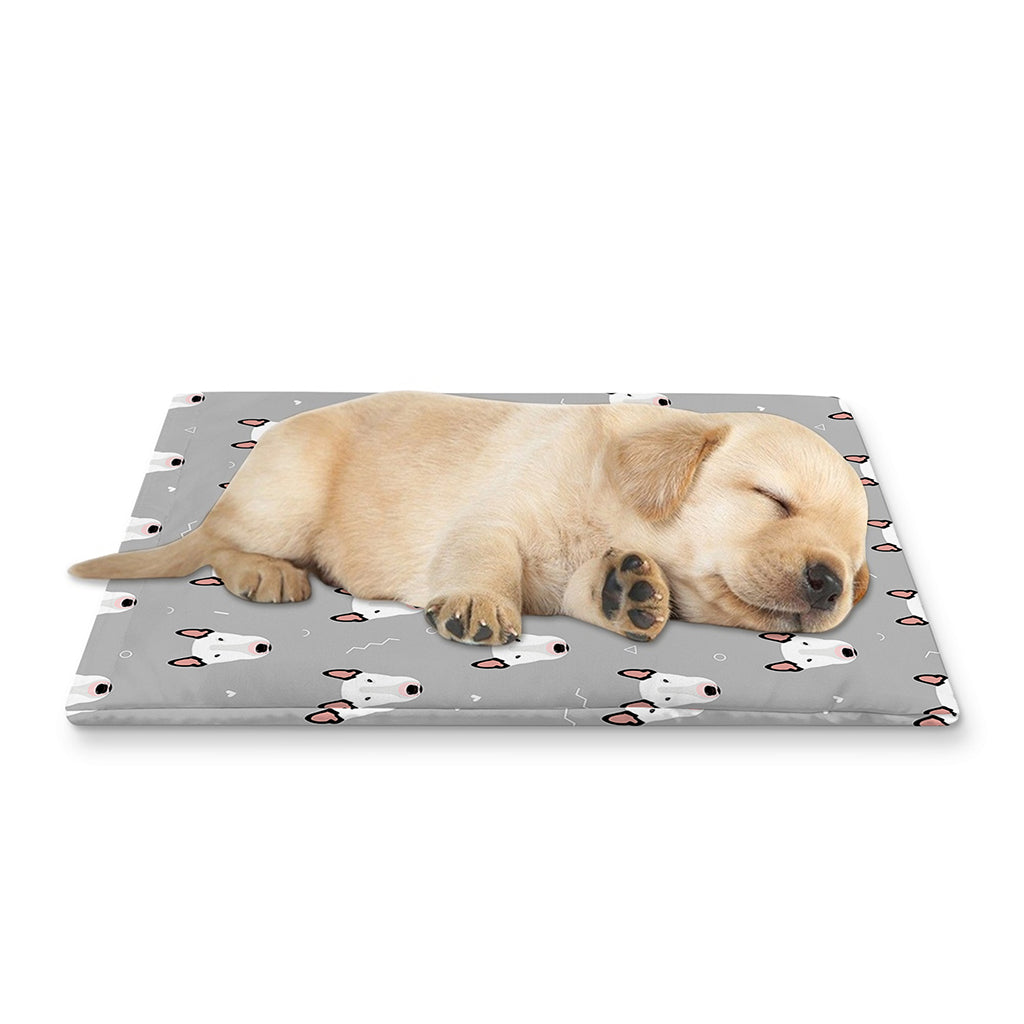 Cute Bull Terrier Faces Pattern Print Pet Cooling Mat Cover