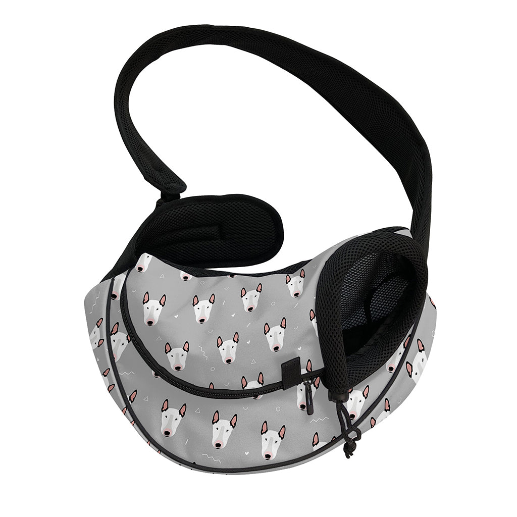 Cute Bull Terrier Faces Pattern Print Pet Sling Carrier