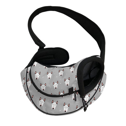 Cute Bull Terrier Faces Pattern Print Pet Sling Carrier