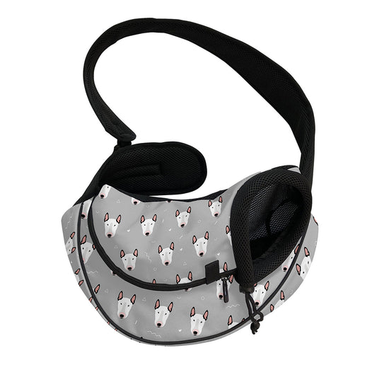 Cute Bull Terrier Faces Pattern Print Pet Sling Carrier