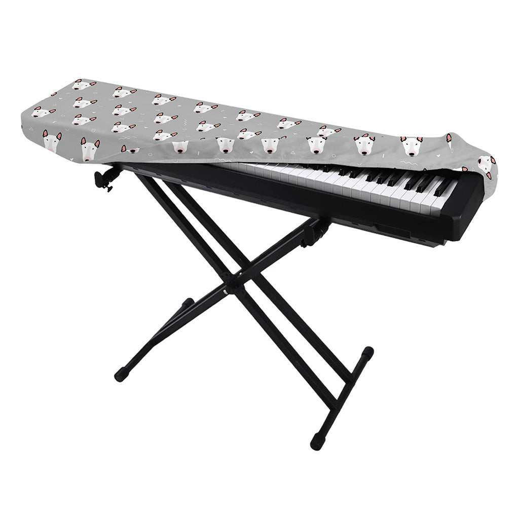 Cute Bull Terrier Faces Pattern Print Piano Keyboard Cover